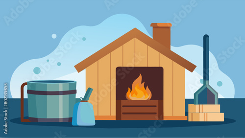 A traditional Finnish sauna with a woodfired stove and a bucket of cold water for those seeking a more rustic and authentic experience during their.