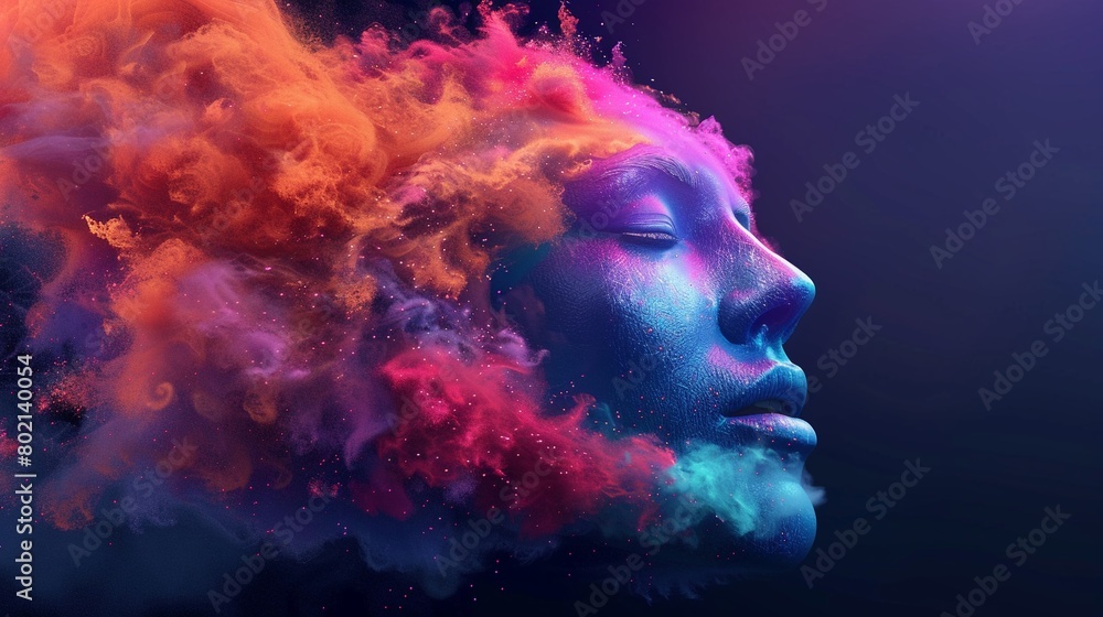 face gradually vanishing into a burst of multicolored vapor. face gradually vanishing into a burst of multicolored vapor.