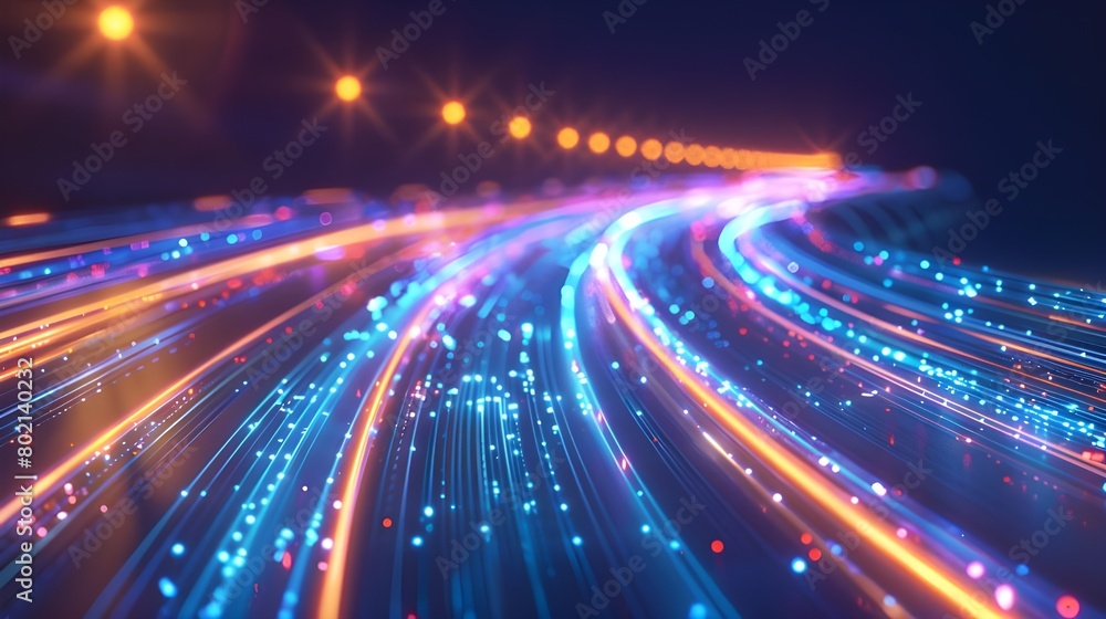 Neon Curves And Lines Creating A Futuristic Tech-ins View Background Neon Curves And Lines Creating A Futuristic Tech-ins View Background