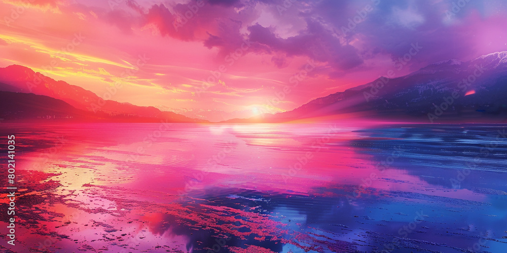 Immerse yourself in the rhythmic dance of light and color on a sunrise gradient canvas, where vivid hues meld with deeper tones, offering a dynamic backdrop for graphic storytelling.