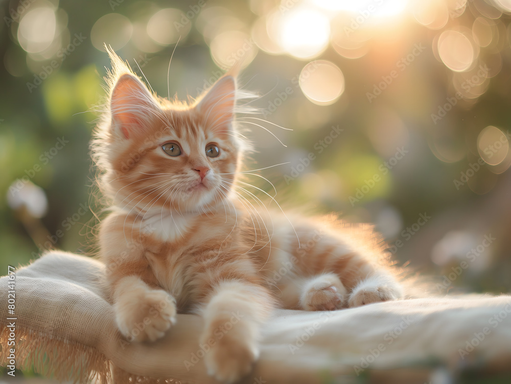 Adorable Ginger Kitten Basking in Warm Sunlight