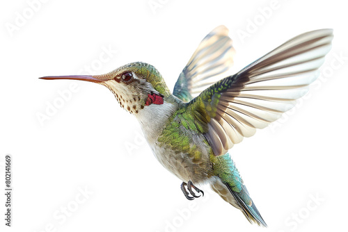 A humming bird hovering mid-air, isolated on transparent background, png file