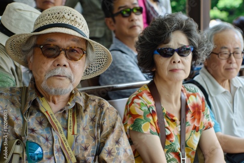 Asian old people traveling in the city. Travel and lifestyle concept.