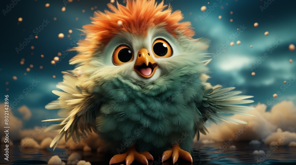 Create a cute monster that has tiny wings but dreams of flying high Create a cute monster that has tiny wings but dreams of flying high