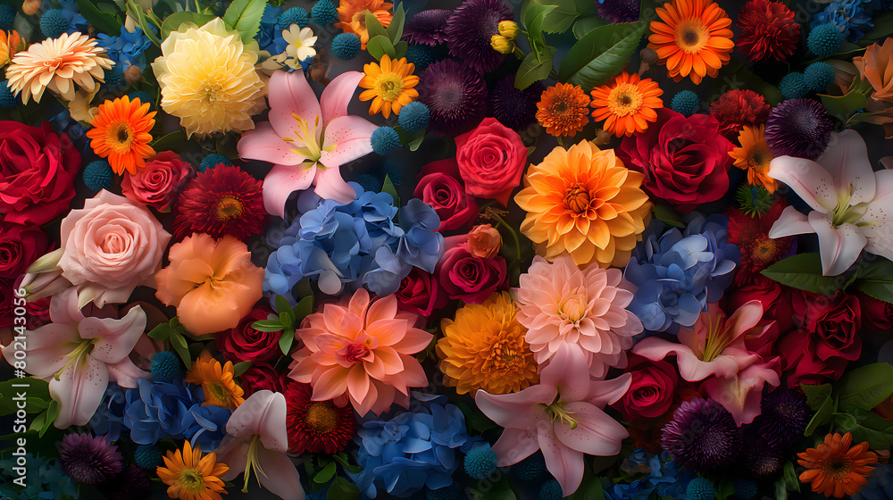 Vibrant Assortment of Roses in Full Bloom - A Floral Background