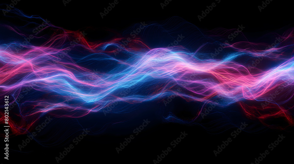 Vibrant Abstract Wavy Light Trails on Dark Background