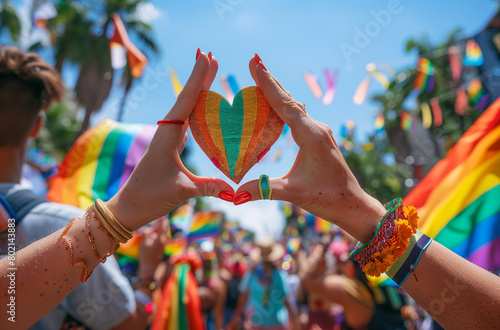 Rainbow heart: Vibrant Images Celebrating Pride Month and Love's Triumph © KseniWo