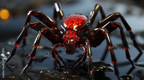 Design a devil that befriends spiders and helps them spin their webs photo