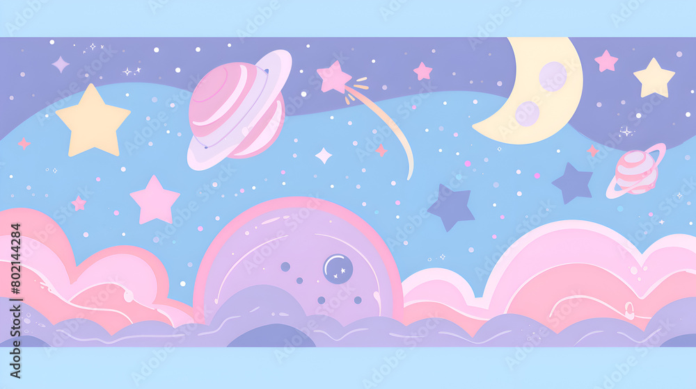 A colorful space scene with a pink background and a blue sky. The stars are scattered throughout the scene, with some closer to the foreground and others further away. Generative AI A colorful space scene with a pink background and a blue sky. The stars are scattered throughout the scene, with some closer to the foreground and others further away. Generative AI