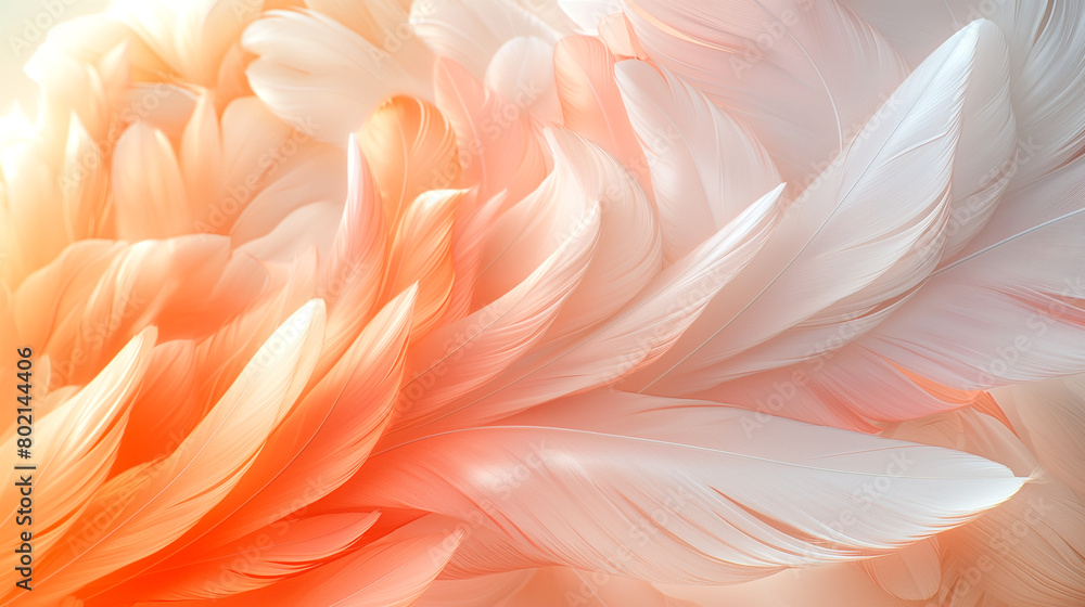 Abstract background of fluffy and delicate down feather in a peach shade Abstract background of fluffy and delicate down feather in a peach shade