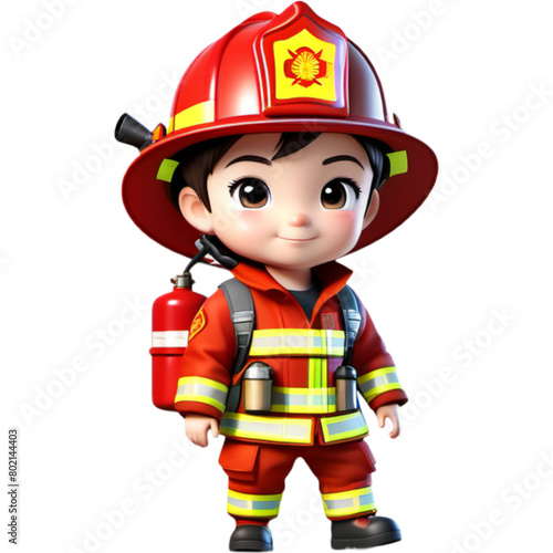 Cute chibi character firefighter
