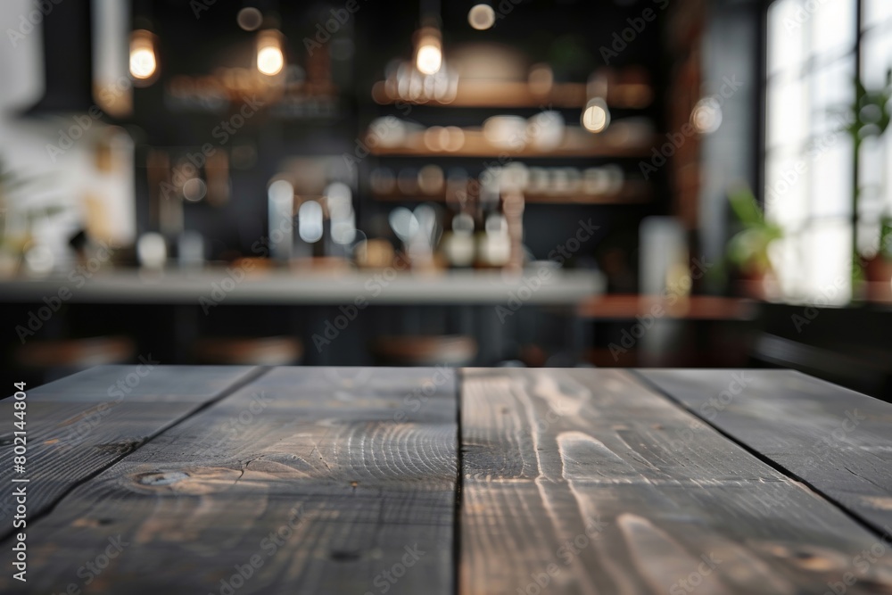 Blurred kitchen background featuring a tabletop Blurred kitchen background featuring a tabletop
