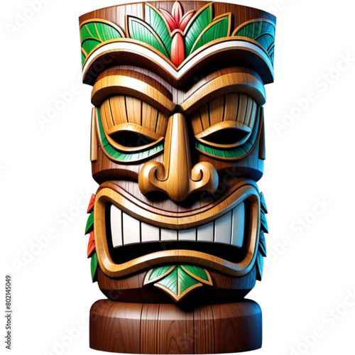 wooden hawaiian tiki statue