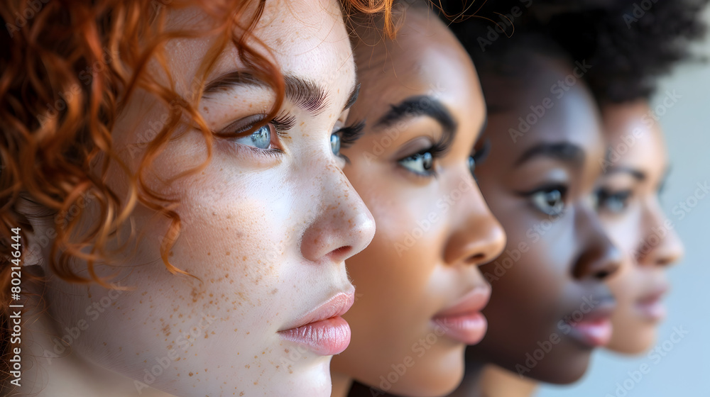 Vibrant Women with Freckles and Red Hair in a Group, To showcase the beauty and diversity of women with freckles, red hair, and different ethnic Vibrant Women with Freckles and Red Hair in a Group, To showcase the beauty and diversity of women with freckles, red hair, and different ethnic