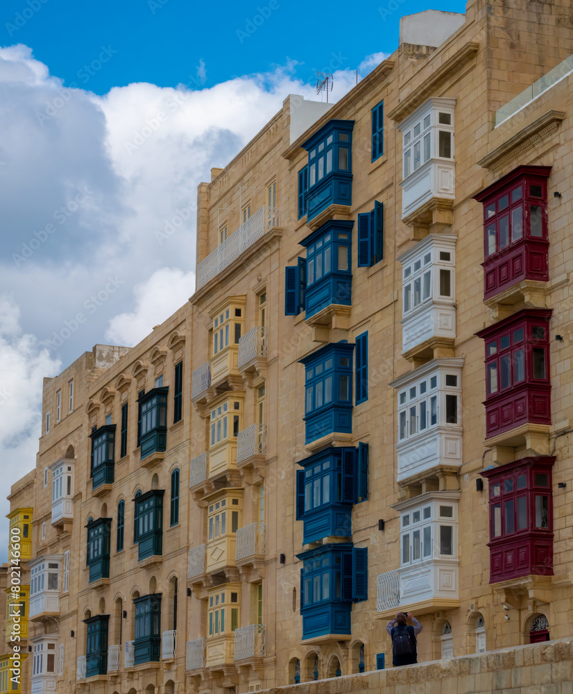 Waterfront promenade of the old city center of Valletta (Il-Belt) the capital of Malta