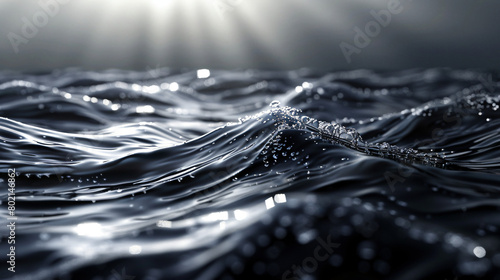 Fototapeta Naklejka Na Ścianę i Meble -  transparent bright silver wave with sunlight shining on it