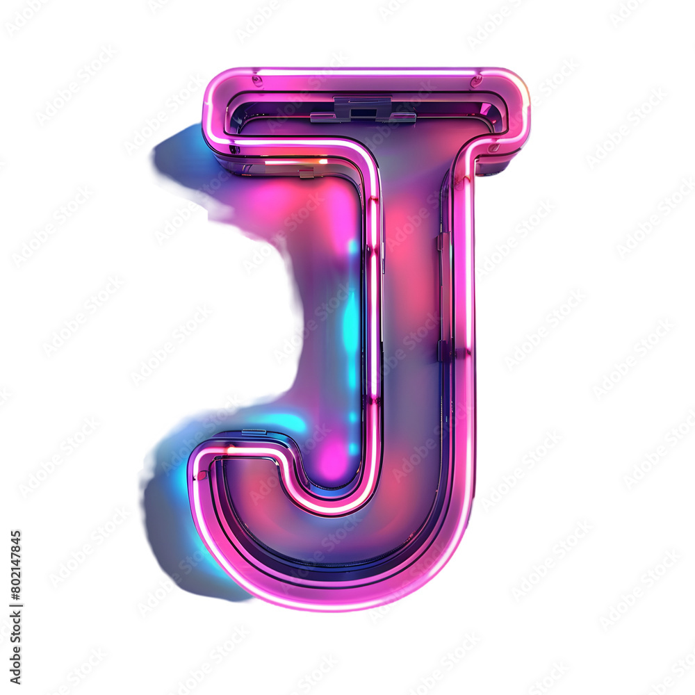 Neon Light Alphabet ''J'' isolated on a transparent background Neon Light Alphabet ''J'' isolated on a transparent background