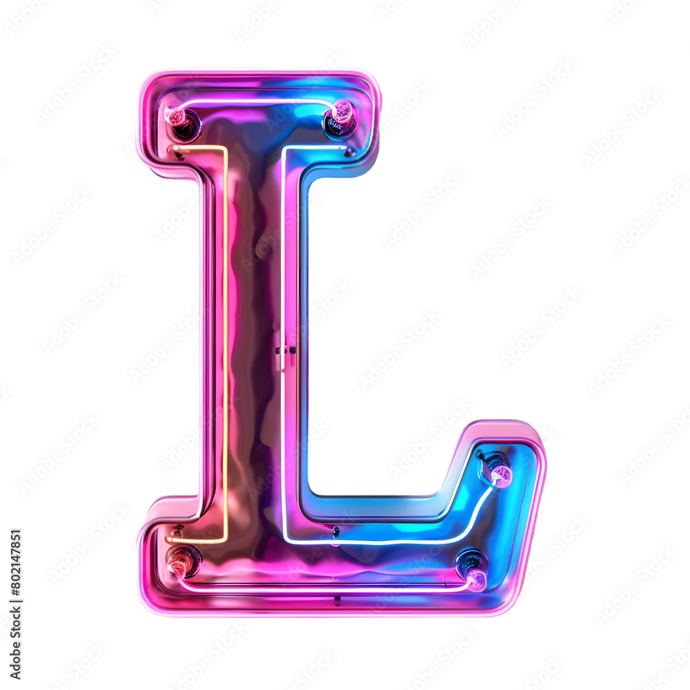 Neon Light Alphabet ''L'' isolated on a transparent background Neon Light Alphabet ''L'' isolated on a transparent background