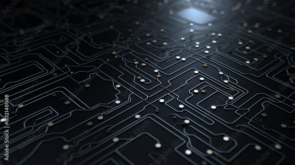 The image is a close-up of a circuit board The image is a close-up of a circuit board