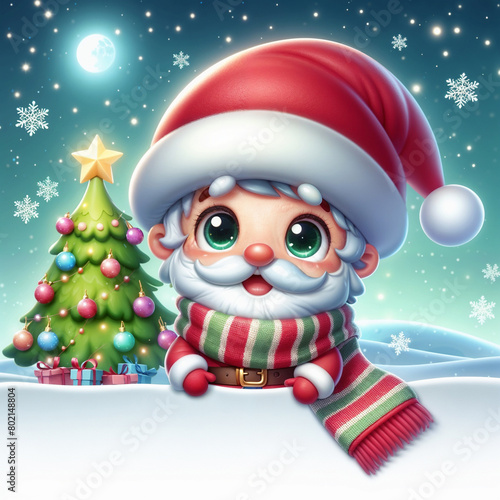 Cute child background with Santa Claus. AI  © Kei