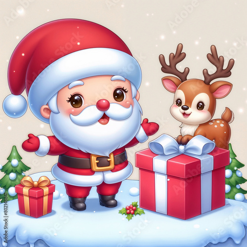 Cute child background with Santa Claus. AI
