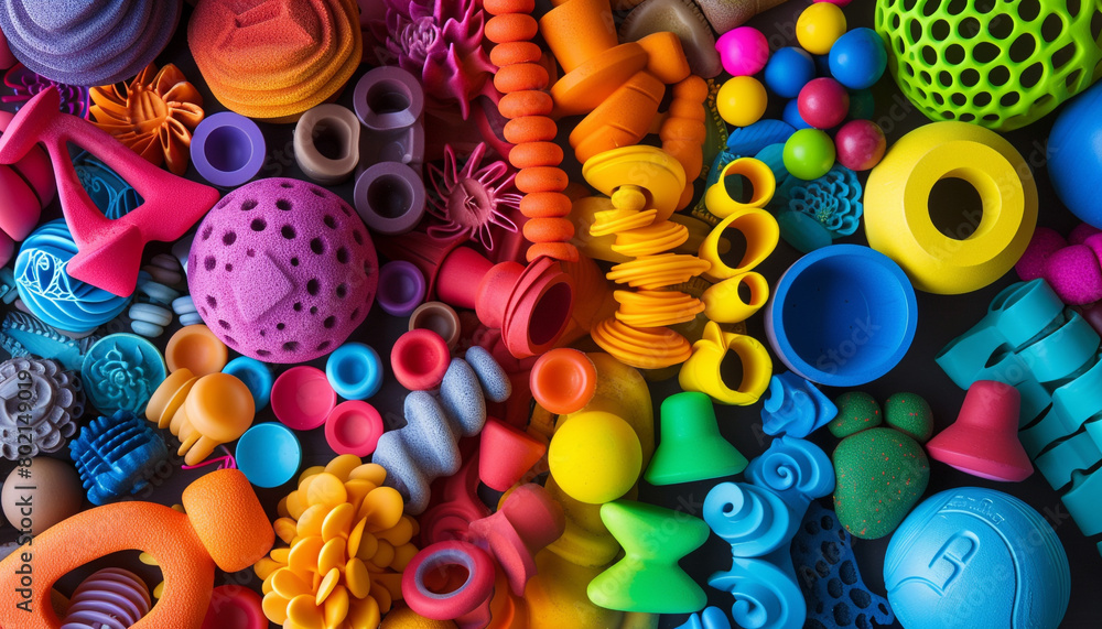 vibrant colors and textures of a selection of sensory toys, designed to stimulate a child's senses and encourage tactile exploration vibrant colors and textures of a selection of sensory toys, designed to stimulate a child's senses and encourage tactile exploration