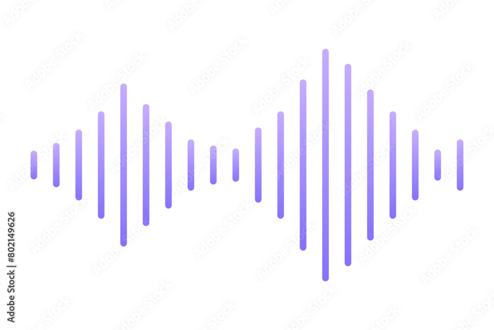 Sound wave floating icon, record bar, music waveform audio track radio play equalizer line, simple isolated on white background.