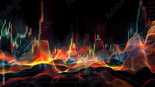 A dynamic stock market graph displaying fluctuations and trends, essential for analyzing trading patterns. photo