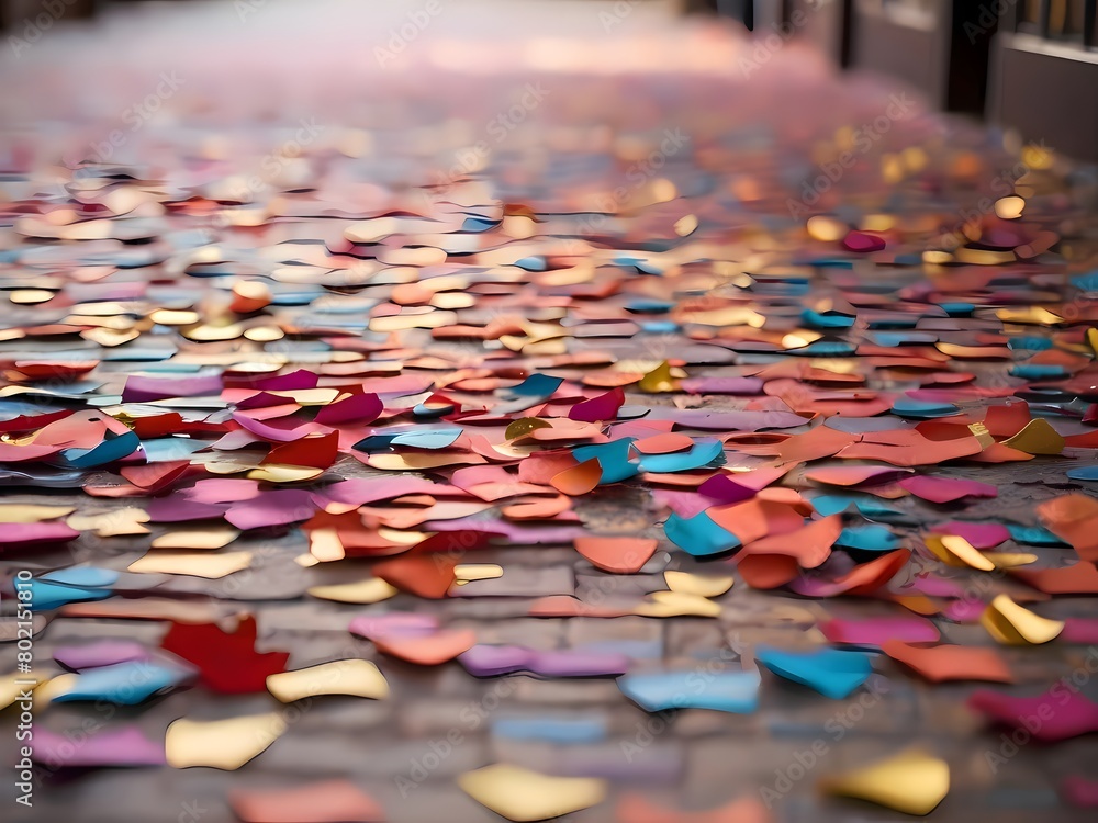 Fototapeta premium confetti on a floor after celebration party 