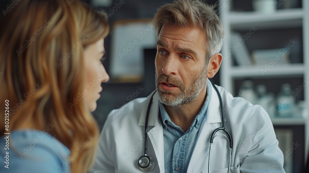 Infectious disease doctor consulting patient, focused concern, close up, empathetic environment, soft light Infectious disease doctor consulting patient, focused concern, close up, empathetic environment, soft light