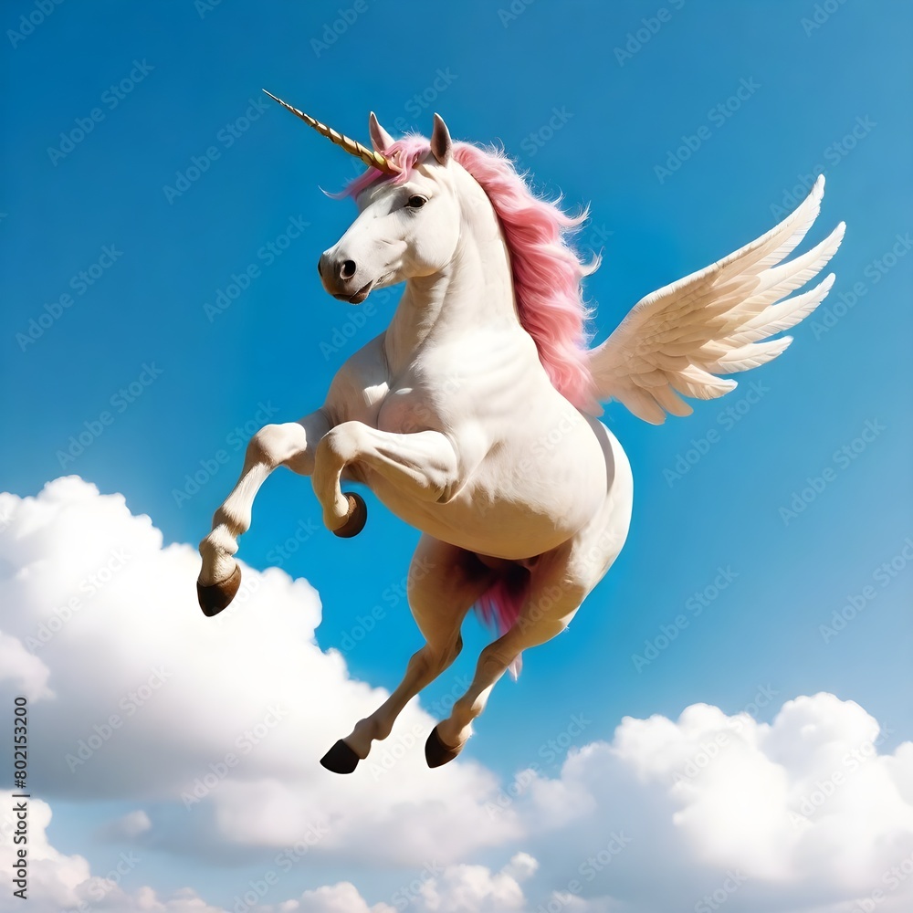 Majestic Unicorn Soaring Through the Sky, Radiating Magic and Wonder to All.