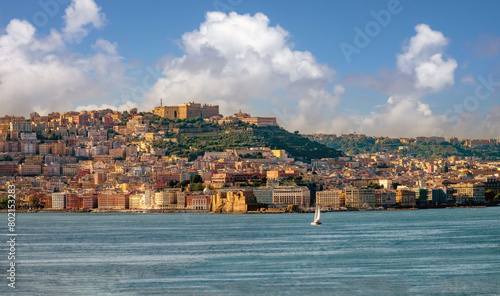 Panorama view of the city of Naples (Napoli), Campania, Italy. The third largest Italian city after Rome and Milan