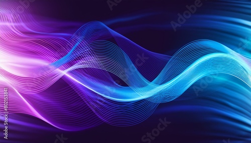 Abstract blue and purple liquid wavy shapes futuristic background. Glowing retro waves vector design