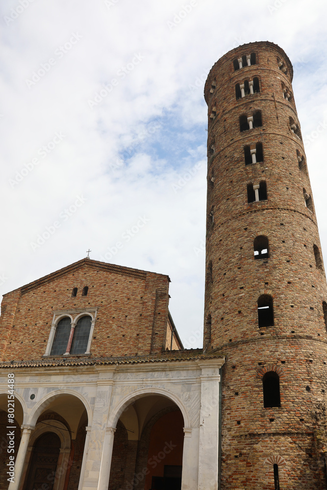Saint Apollinare Nuovo and bell tower with single-lancet, double-lancet and triple-lancet windows in Ravenna ITALY Saint Apollinare Nuovo and bell tower with single-lancet, double-lancet and triple-lancet windows in Ravenna ITALY