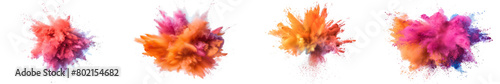 Vibrant Colorful Explosion Effects Collection - Isolated on White Transparent Background  PNG 