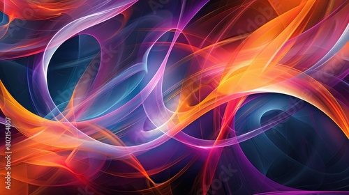 Graphic design of abstract lines and curves in vibrant colors  expressing creativity and dynamic energy.