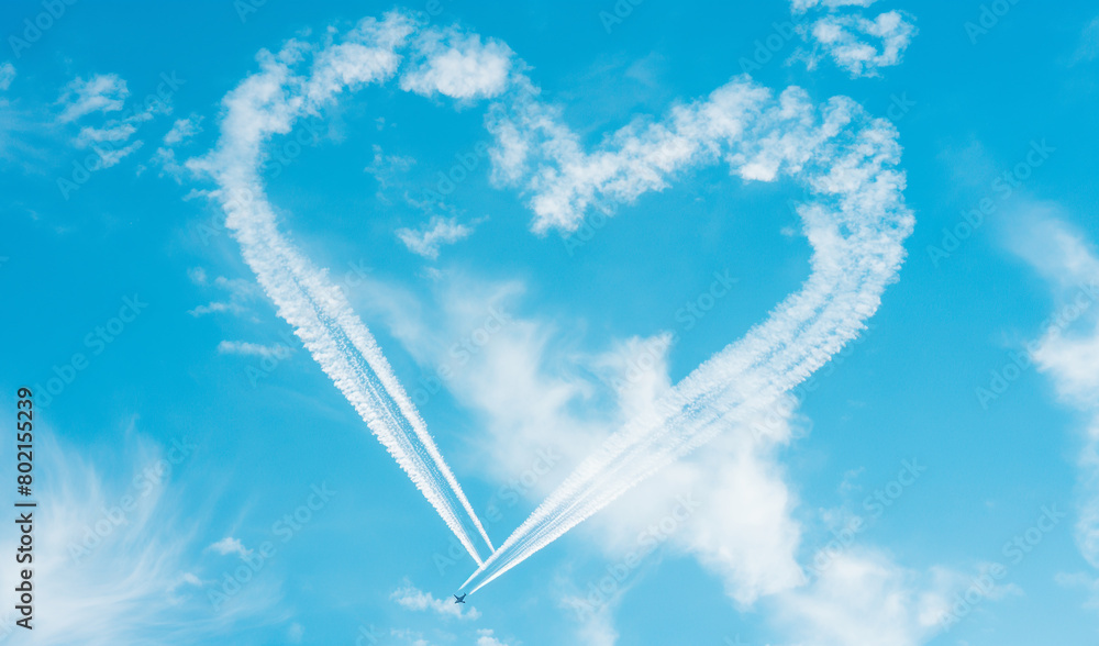 Naklejka premium A cloud of hearts in the blue sky. Generative AI