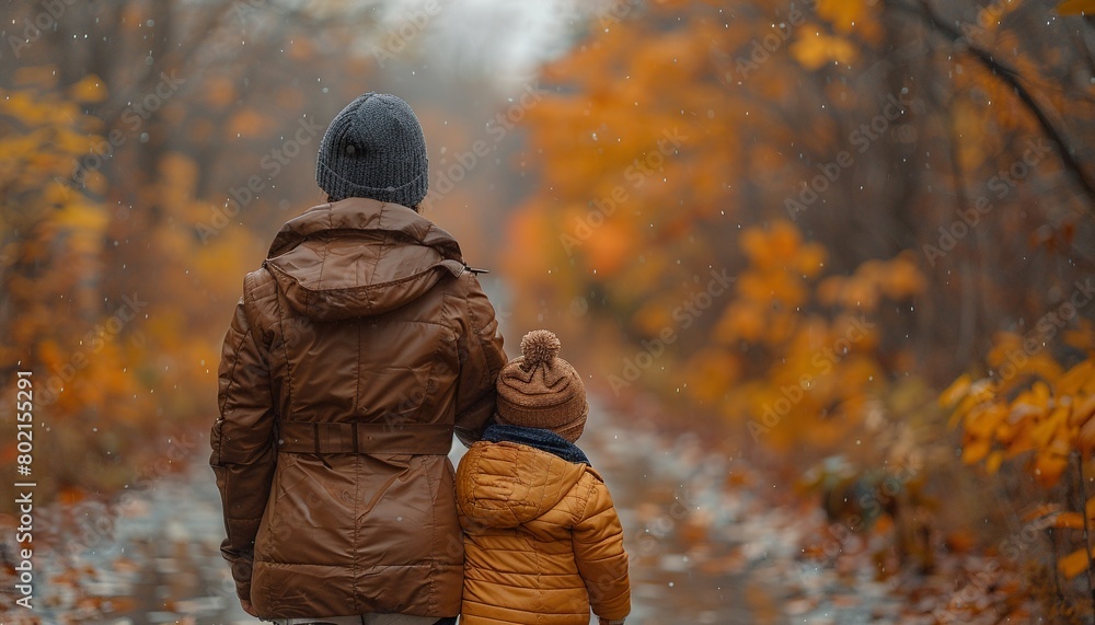 Mother and child walking to home. Mother and child walking to home.