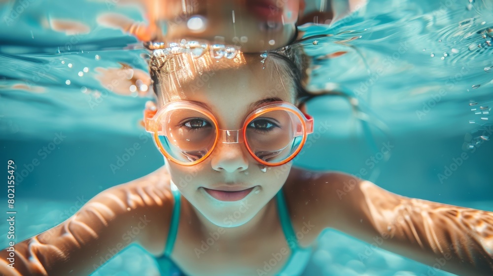 Naklejka premium child in swimming pool