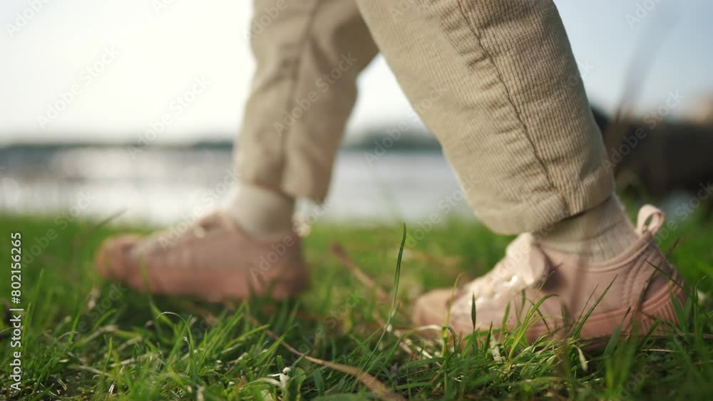 baby walk in the park takes his first steps. happy family kid dream concept. baby legs close-up walking in the park close-up first steps. lifestyle toddler walk on the grass in the park in summer baby walk in the park takes his first steps. happy family kid dream concept. baby legs close-up walking in the park close-up first steps. lifestyle toddler walk on the grass in the park in summer