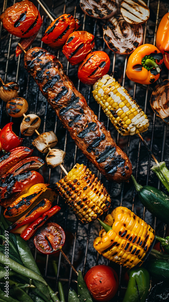 Naklejka premium grilled vegetable on the grill