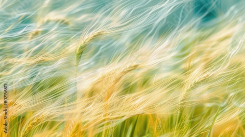 A close up of a wheat field swaying in the wind, a beautiful natural landscape showcasing agriculture and the peacefulness of the meadow AIG50