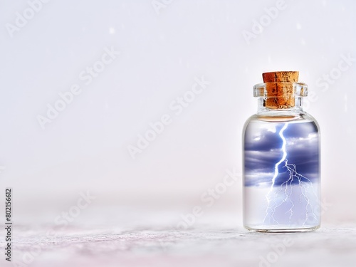 thunderstorm in a bottle with white background
