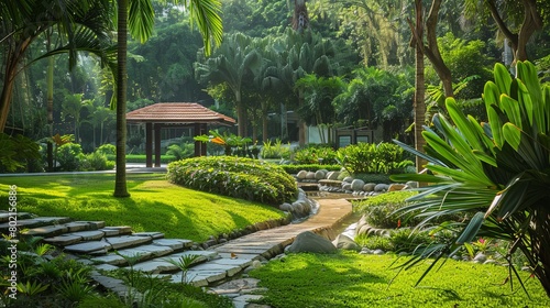 Tranquil oasis of greenery and natural beauty in a public park, offering a soothing retreat for visitors to connect with the outdoors.