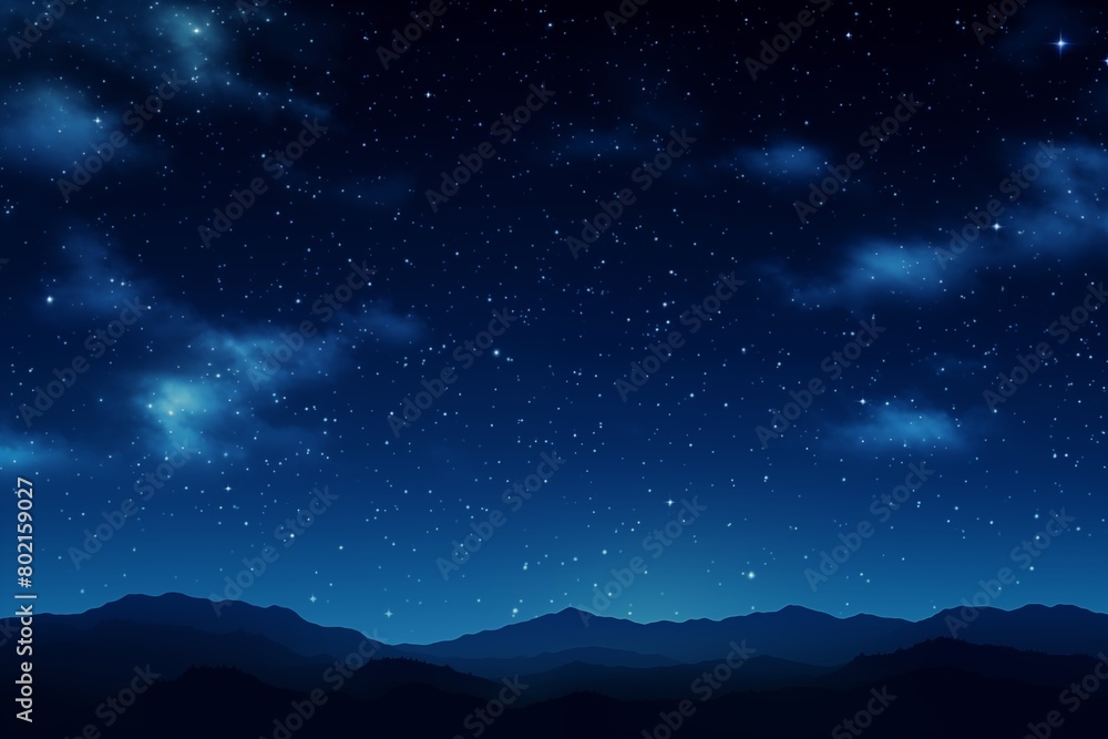 A Serene Star-filled Sky over a Mountain Silhouette at Night