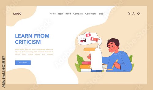 Learning from criticism concept. Flat vector illustration