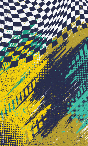 Grunge brush stroke abstract background. Racing style sports jersey t-shirt design template