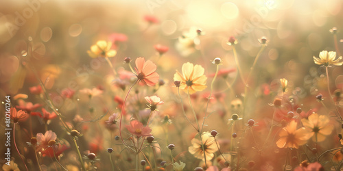 Wildflowers bathing in golden sunlight. © connel_design