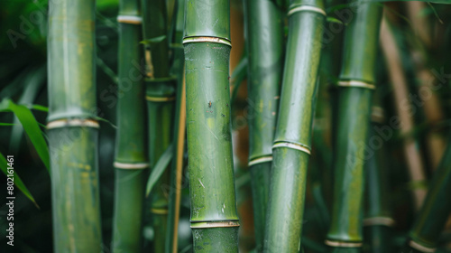 Bamboo stems in greenhouse closeup