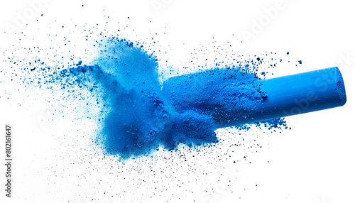 blue chalk and dust flying, effect explode isolated on transparent background. png